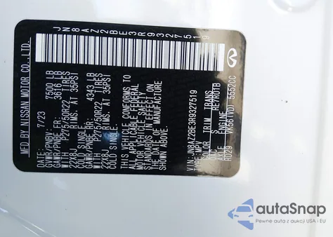 2024 Infiniti Qx80 Sensory Awd z USA, uszkodzony, nr VIN JN8AZ2BE3R9327519